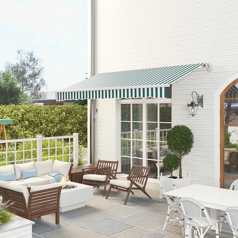 Outsunny 12' x 10' Outdoor Patio Manual Retractable Exterior Window Awning