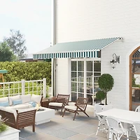 Outsunny 12' x 10' Outdoor Patio Manual Retractable Exterior Window Awning