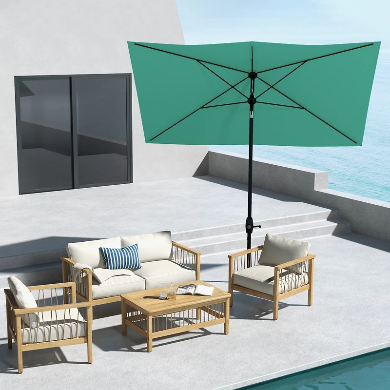 Outsunny 6.5' x 10' Outdoor Patio Umbrella with Crank Handle,