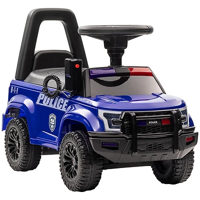 Aosom Kids Sliding Car Police Truck Style Ride On W/ Under-Seat Storage