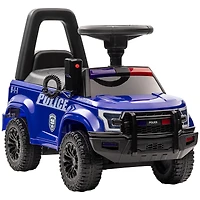 Aosom Kids Sliding Car Police Truck Style Ride On W/ Under-Seat Storage