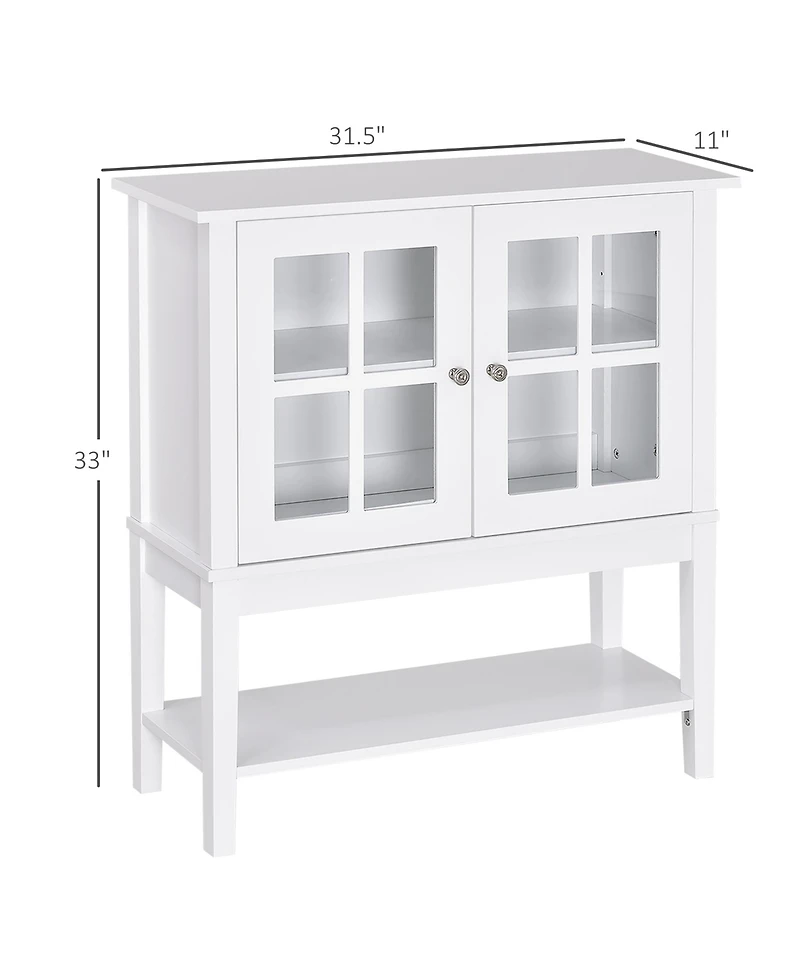 Homcom Modern Kitchen Solid Storage Sideboard Cabinet w/Glass Doors,