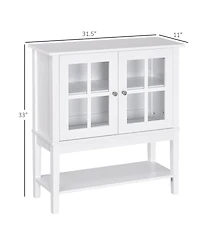 Homcom Modern Kitchen Solid Storage Sideboard Cabinet w/Glass Doors,