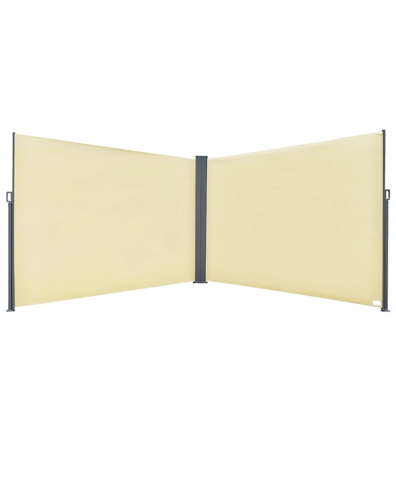 Outsunny Double Retractable Patio Side Awning w/ Uv-Resist Screen