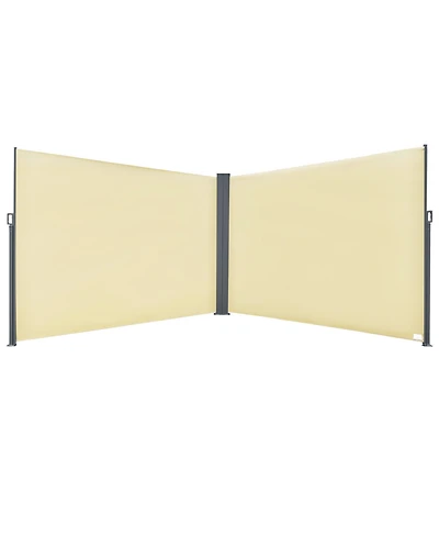 Outsunny Double Retractable Patio Side Awning w/ Uv-Resist Screen