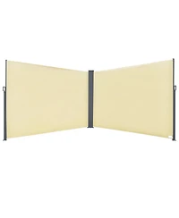 Outsunny Double Retractable Patio Side Awning w/ Uv-Resist Screen