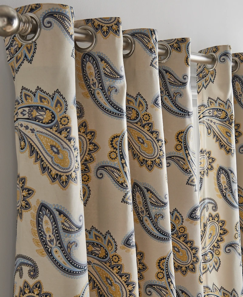 Tommy Hilfiger Vilette Paisley Grommet Room Darkening 2-Piece Curtain Panel, 50" x 96"