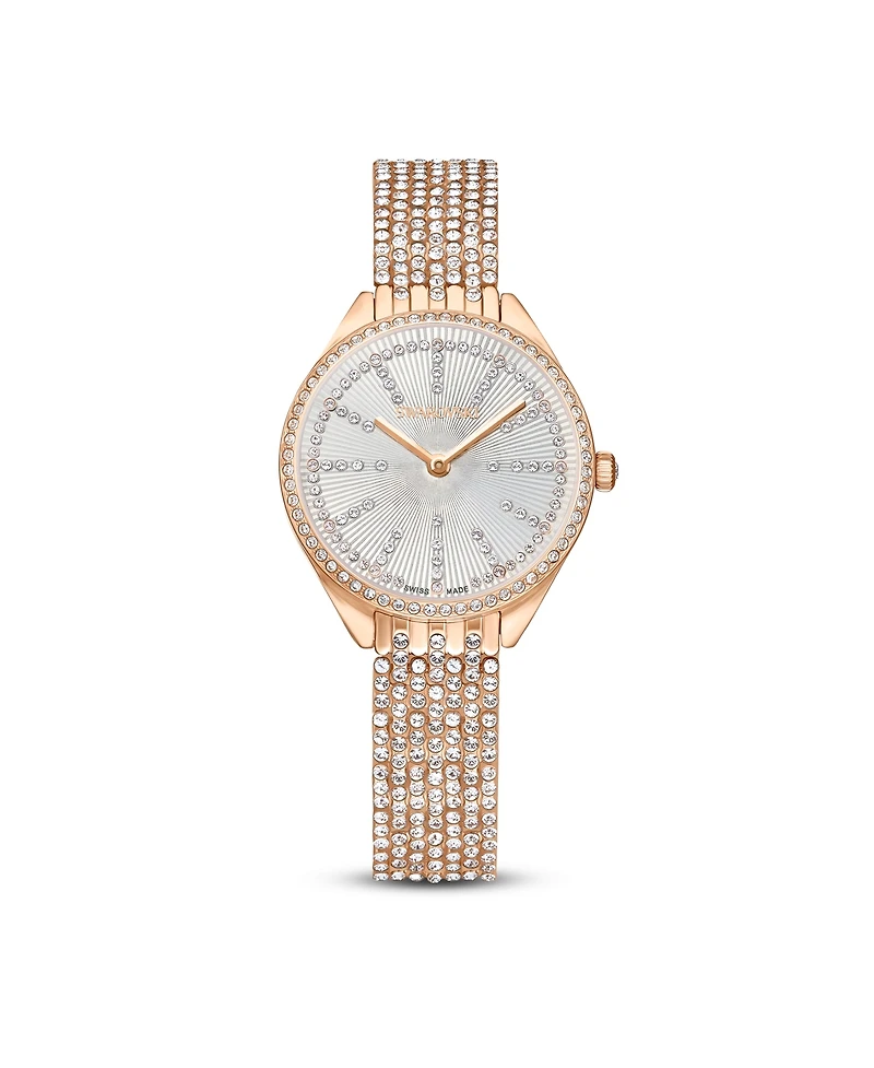 Swarovski Women's Quartz Attract Rose Gold-Tone Metal Watch, Swiss Made 30mm