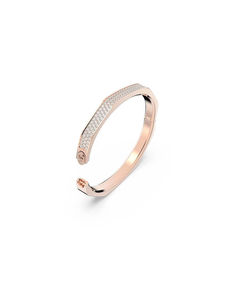 Swarovski Crystal Dextera Bangle Octagon Shape Pave Medium White Rose Gold-Tone Plated