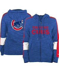 Women's New Era Royal Chicago Cubs Colorblock Full-Zip Hoodie