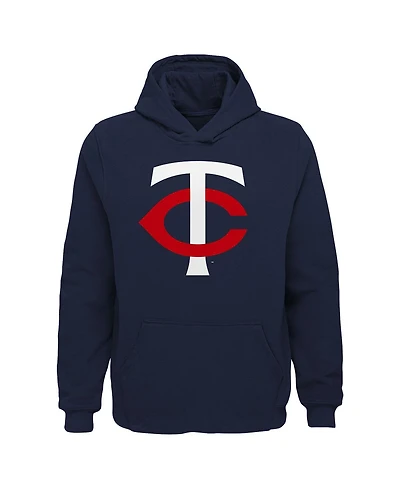 Big Boys and Girls Navy Minnesota Twins Team Primary Logo Pullover Hoodie