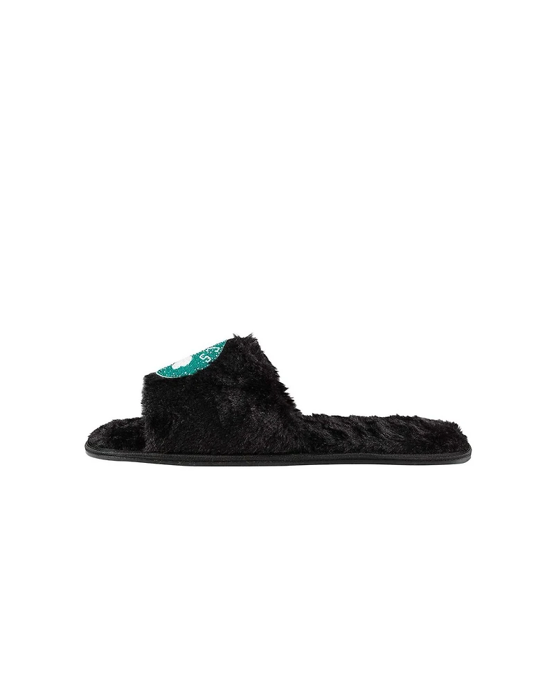 Women's Foco Black Boston Celtics Rhinestone Fuzzy Slippers