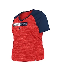 Women's New Era Red St. Louis Cardinals Plus Size Space Dye Raglan V-Neck T-shirt