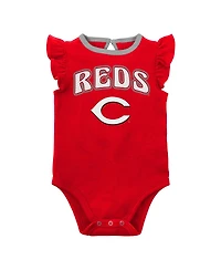 Newborn and Infant Boys and Girls Red, Heather Gray Cincinnati Reds Little Fan Two-Pack Bodysuit Set