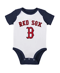 Infant Boys and Girls White and Heather Gray Boston Red Sox Two-Pack Little Slugger Bodysuit Set
