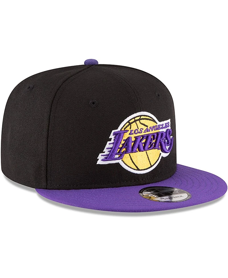 Men's New Era Black, Purple Los Angeles Lakers 2-Tone 9FIFTY Adjustable Snapback Hat