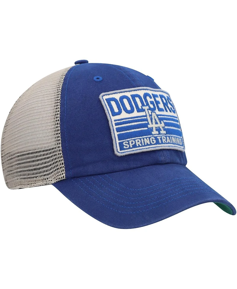 Men's '47 Brand Royal, Tan Los Angeles Dodgers Four Stroke Clean Up Trucker Snapback Hat