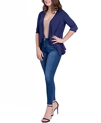 24seven Comfort Apparel Women's Open Front Elbow Length Sleeve Cardigan Sweater