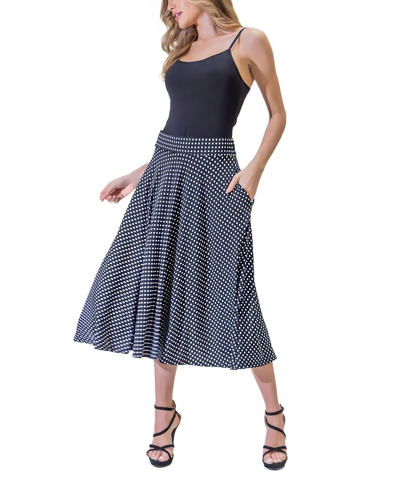 24seven Comfort Apparel Women's Pleated Pocket Midi Skirt
