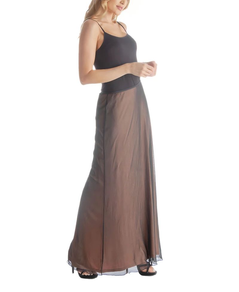 24seven Comfort Apparel Women's Elastic Waist Dressy Maxi Skirt