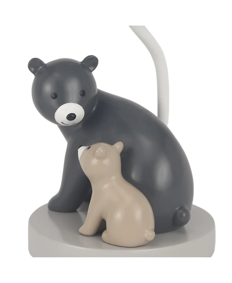 Lambs & Ivy Woodland Forest Gray Bears Nursery Lamp with Shade & Bulb