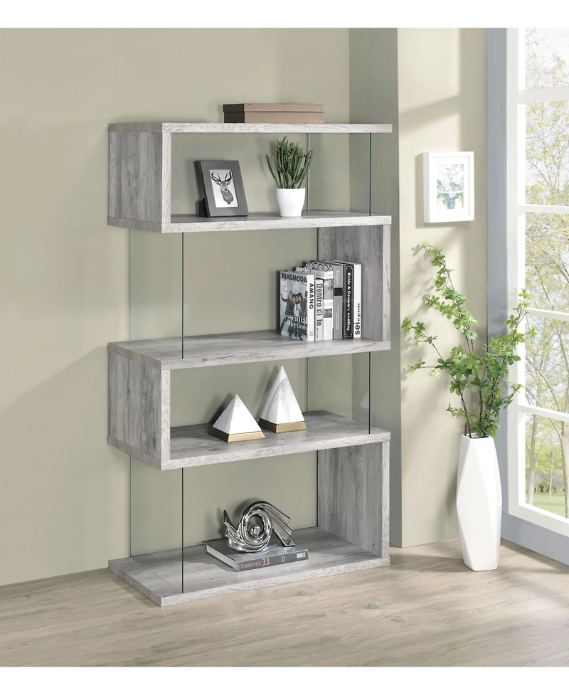 Coaster Home Furnishings 63" Glass 4-Shelf Bookcase with Glass Panels