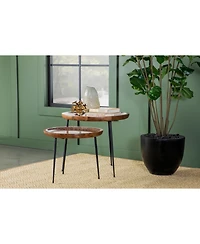 Coaster Home Furnishings 2 Piece Round Nesting Table with Tripod Tapered Legs