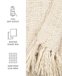ienjoy Home Slub-Yarn Fringed Throw, 60" x 50"