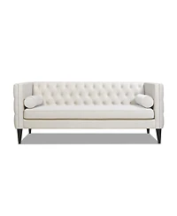 Jennifer Taylor Home Diane 84" Upholstered Bench Seat Tufted Tuxedo Sofa with Bolster Pillows