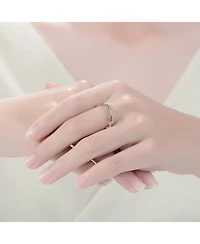 Ra White Gold Plated and 14K Bead Band Ring