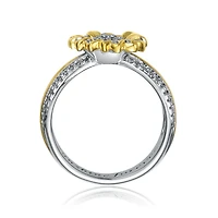 Ra White Gold Plated and 14K Cubic Zirconia Nature Inspired Ring