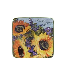 Certified International Sunflower Bouquet Set of 4 Canape Plates, 6"