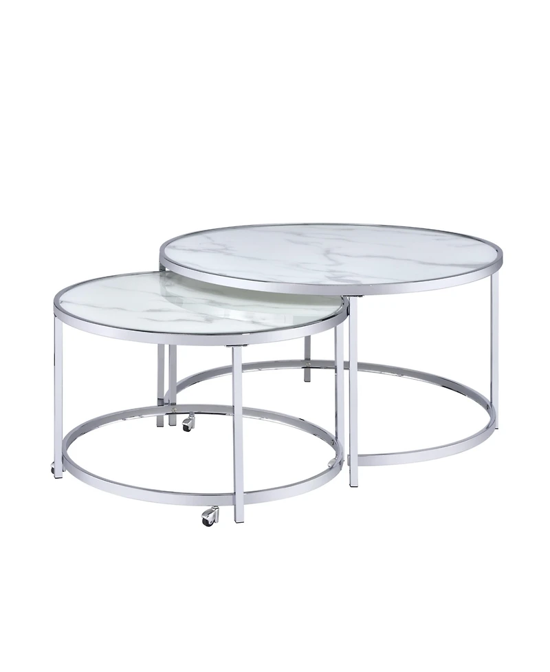 Steve Silver Rayne 36" Round Faux Marble Nesting Cocktail Tables