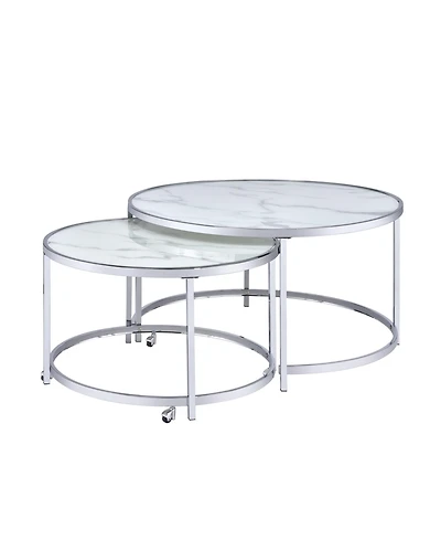 Steve Silver Rayne 36" Round Faux Marble Nesting Cocktail Tables