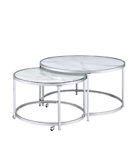 Steve Silver Rayne 36" Round Faux Marble Nesting Cocktail Tables