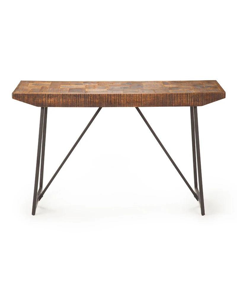 Steve Silver Walden 48" Solid Mango and Iron Parquet Sofa Table