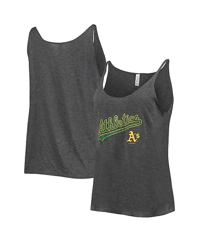 Women's Soft As A Grape Heathered Charcoal Oakland Athletics Slouchy Tank Top