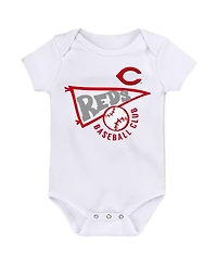 Infant Boys and Girls Red, White, Heather Gray Cincinnati Reds Biggest Little Fan 3-Pack Bodysuit Set