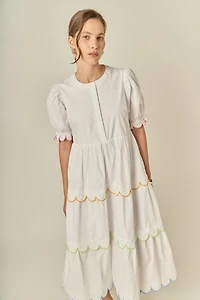 English Factory Women's Contrast Scallop Edge Midi Dress