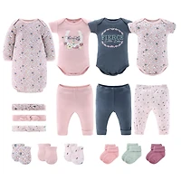 The Peanutshell Baby Girls Newborn Layette Gift Set Girls, Blue Pink Prairie Floral, 16 Essential Pieces