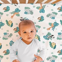 The Peanutshell Green and Grey Safari Adventures Crib Bedding Set for Baby Boys or Baby Girls, 3 Piece Nursery Set