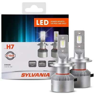 Sylvania H7 Led Powersport Headlight Bulbs for Off-Road Use or Fog Lights - 2 Pack