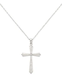 Crystal Cross 18" Pendant Necklace 10k Gold