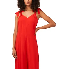 Vince Camuto Women's V-Neck Sleeveless Tie-Shoulder Angled-Hem Jumpsuit