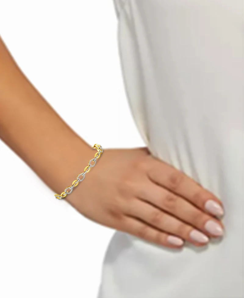 Diamond Open Pear Link Bracelet (1 ct. t.w.) in 14k Gold-Plated Sterling Silver