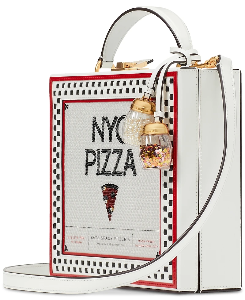 kate spade new york Slice Printed Spazzolato Leather Mini Pizza Box Bag