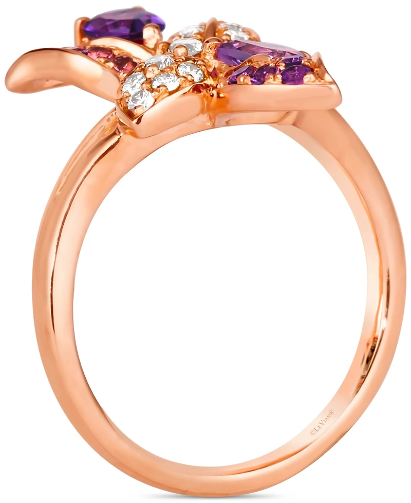 Le Vian Multi-Gemstone (5/8 ct. t.w.) & Nude Diamond (1/4 ct. t.w.) Flower Ring in 14k Rose Gold