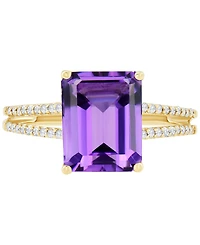 Amethyst (2-9/10 ct. t.w.) and Diamond (1/10 Split Shank Ring 14k Gold