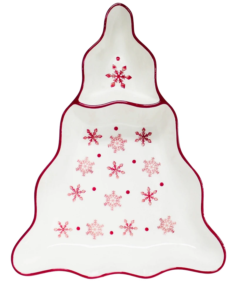 Euro Ceramica Winterfest Chip & Dip Tree Platter