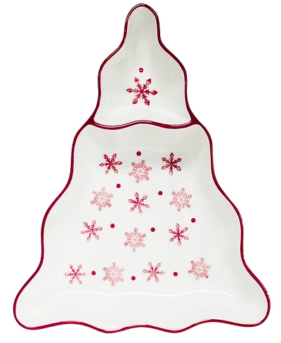 Euro Ceramica Winterfest Chip & Dip Tree Platter